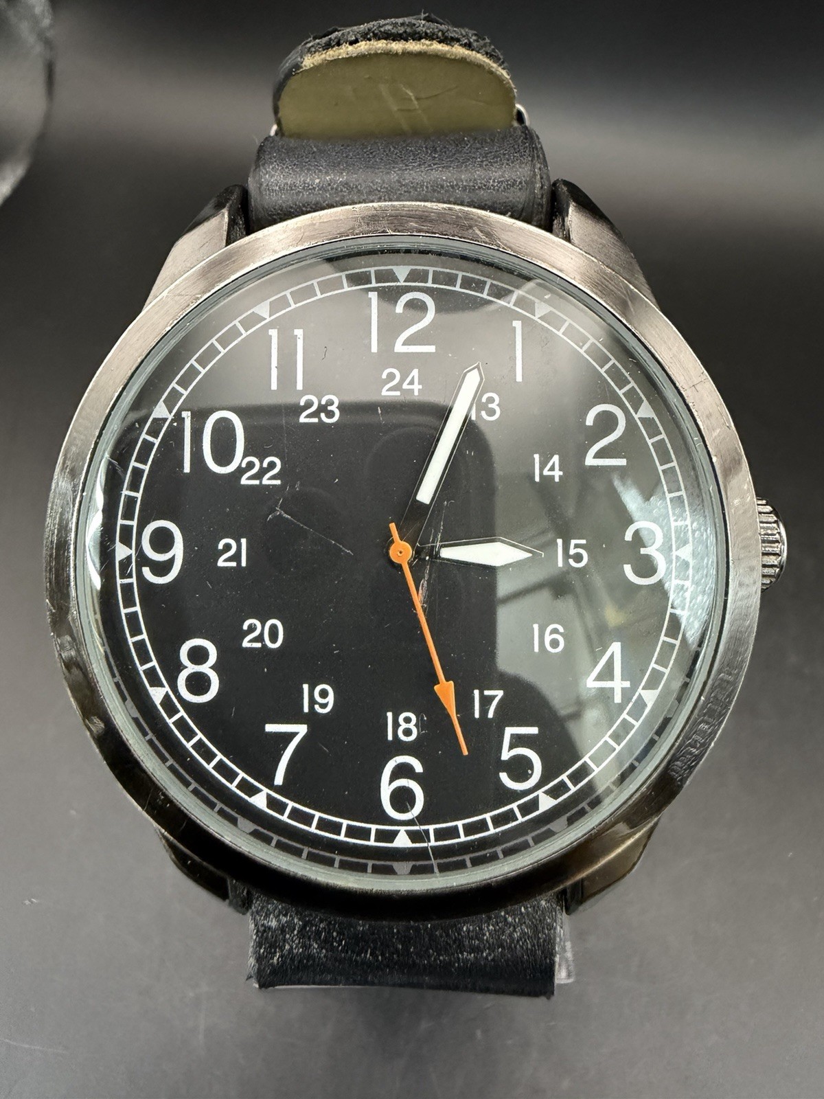Unbranded 40mm Men’s Quartz Watch Black Dial 24 Hour Stainless Steel