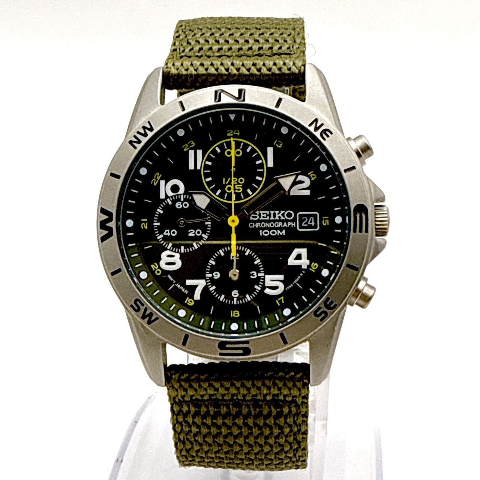B183 Working Excellent Condition SEIKO Military Chronograph SND377R Khaki Men’s