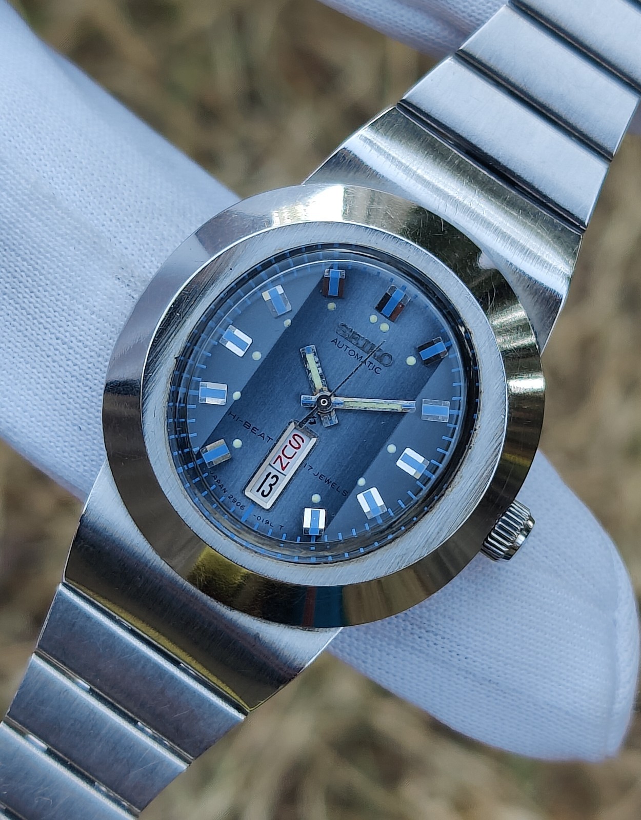 1979 Rare Seiko Hi-Beat Auto 2906-7010 Blue Square Indexes Japan Women Watch