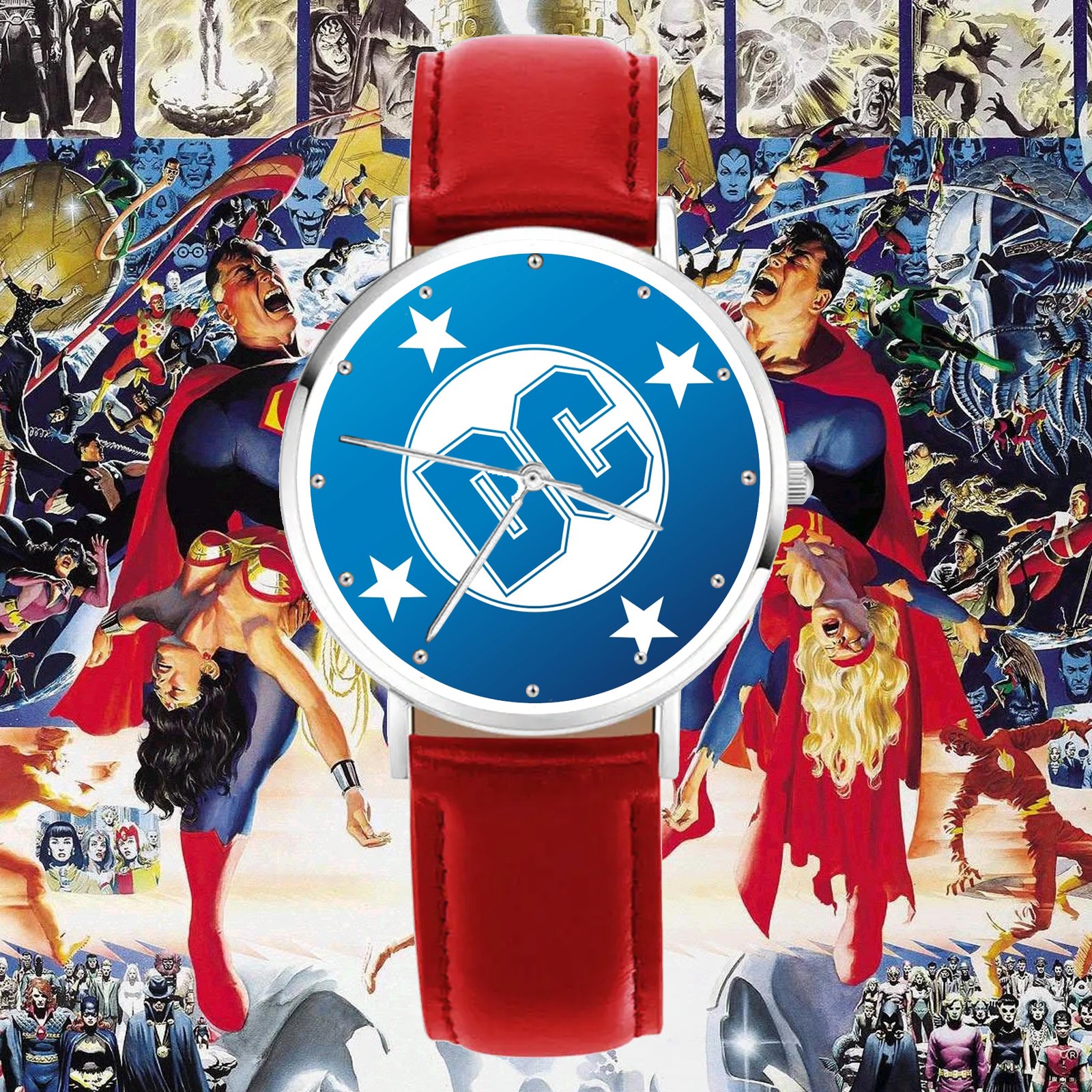 DC Comics Classic Logo Engraved Wristwatch