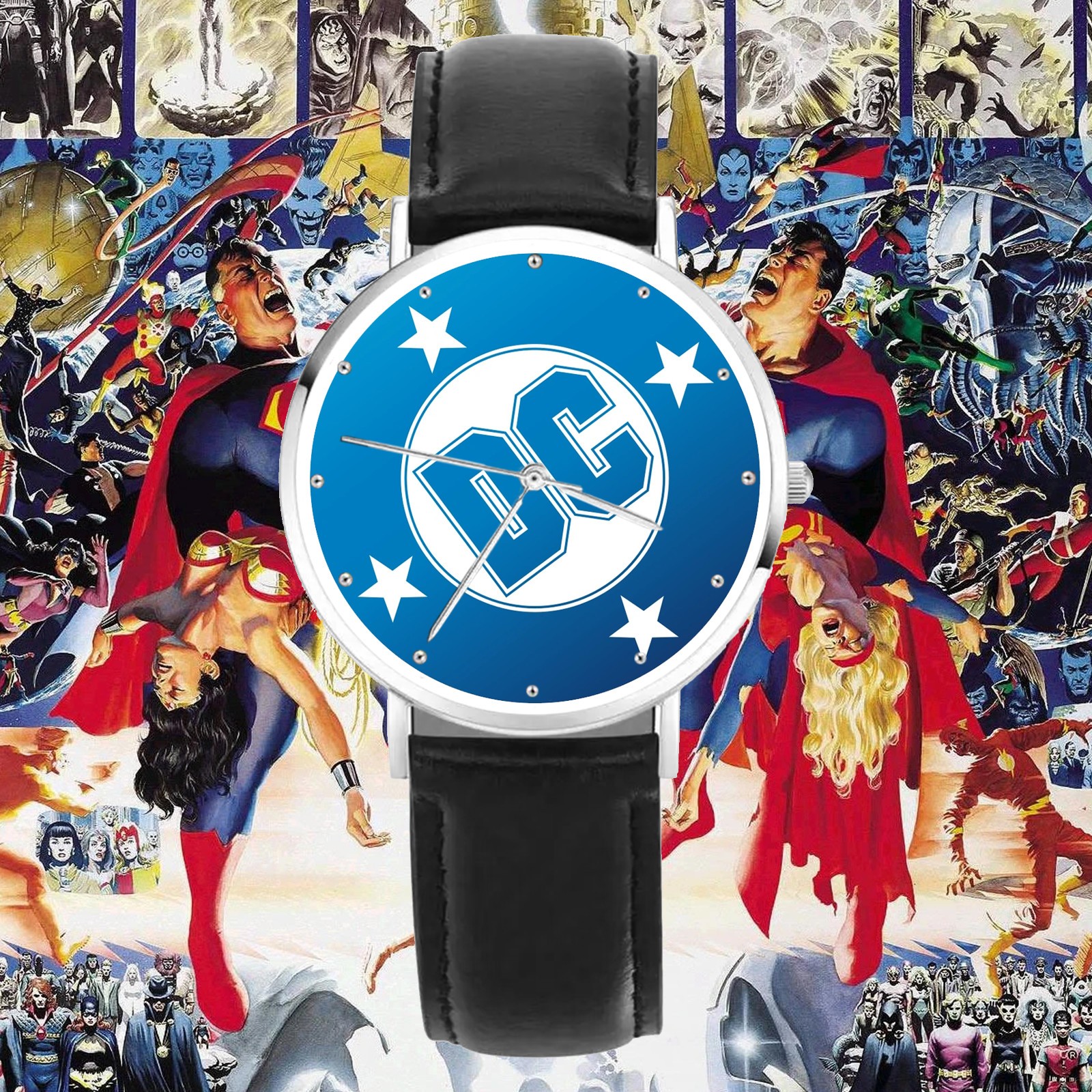 DC Comics Classic Logo Engraved Wristwatch