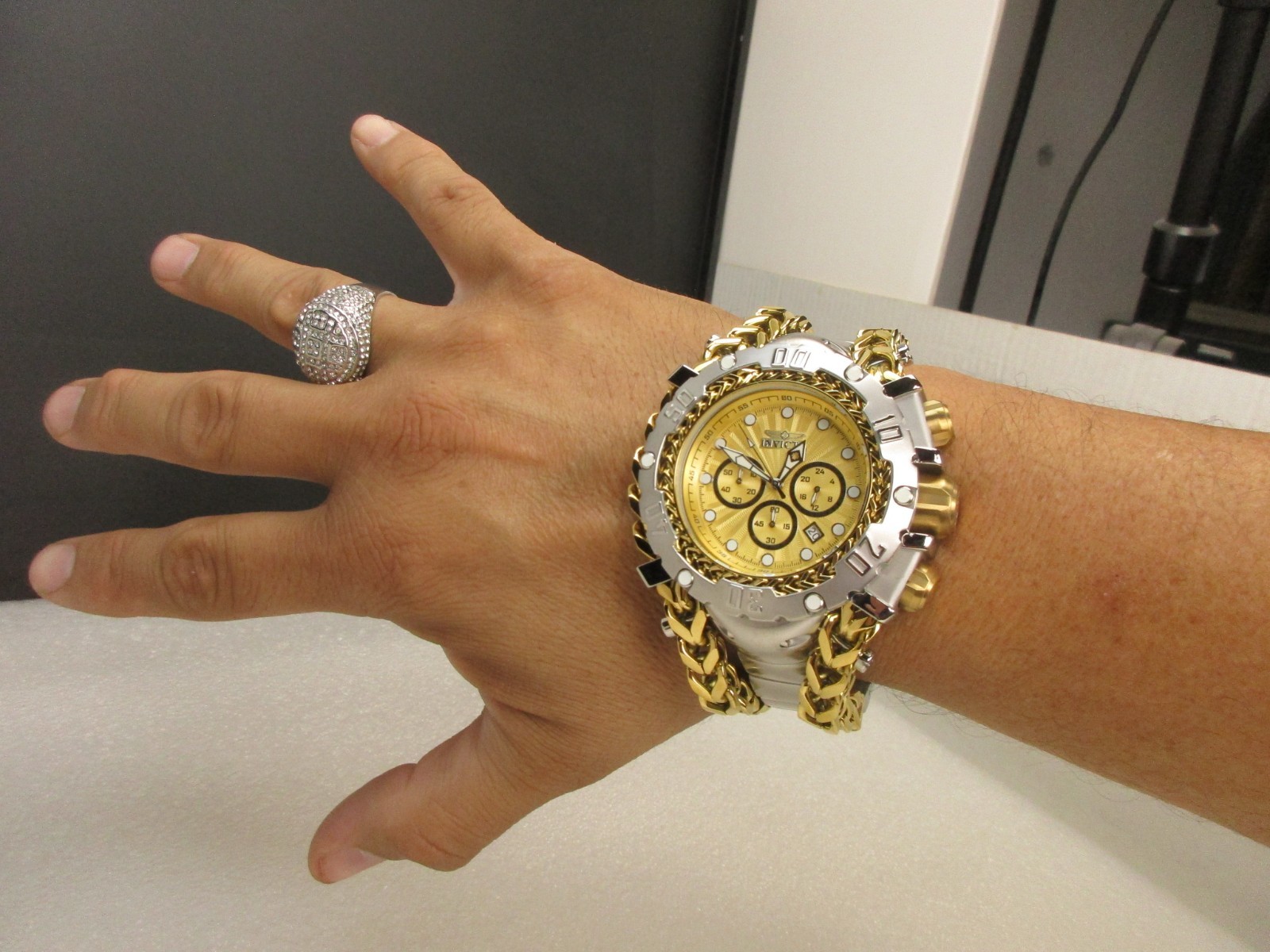 Invicta Gladiator Men’s Watch 58.3mm, Gold, Steel 48190, Gold Silver tone