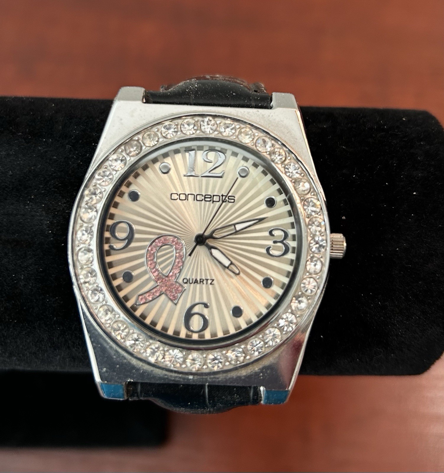 Concepts Breast Cancer Awareness Pink Ribbon Crystal Rhinestones Quartz Watch