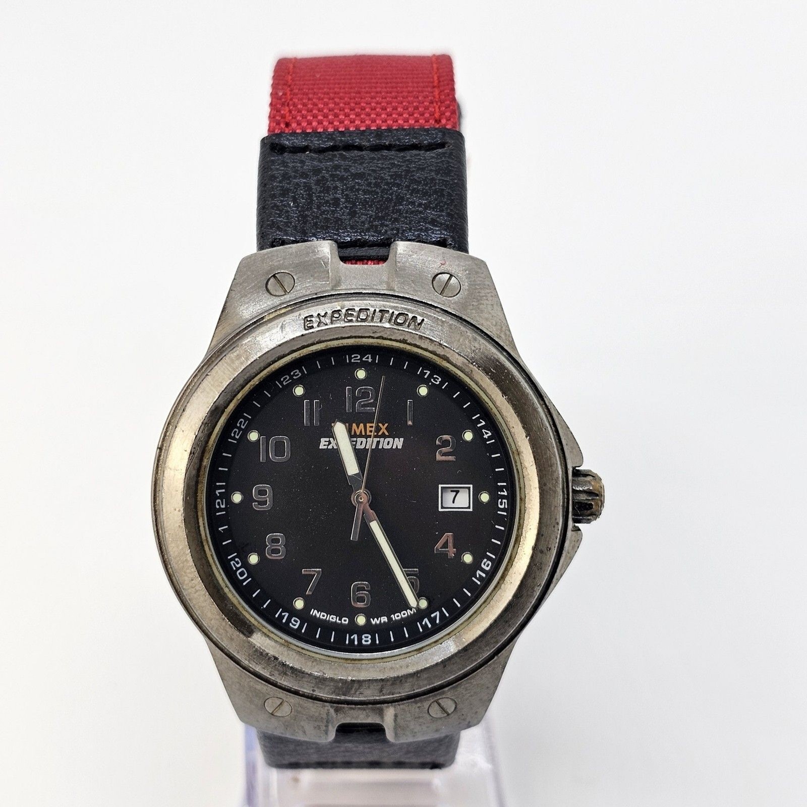 TIMEX Expedition 40MM Men’s Watch Red Canvas Bands New Battery READ DESCRIPTION
