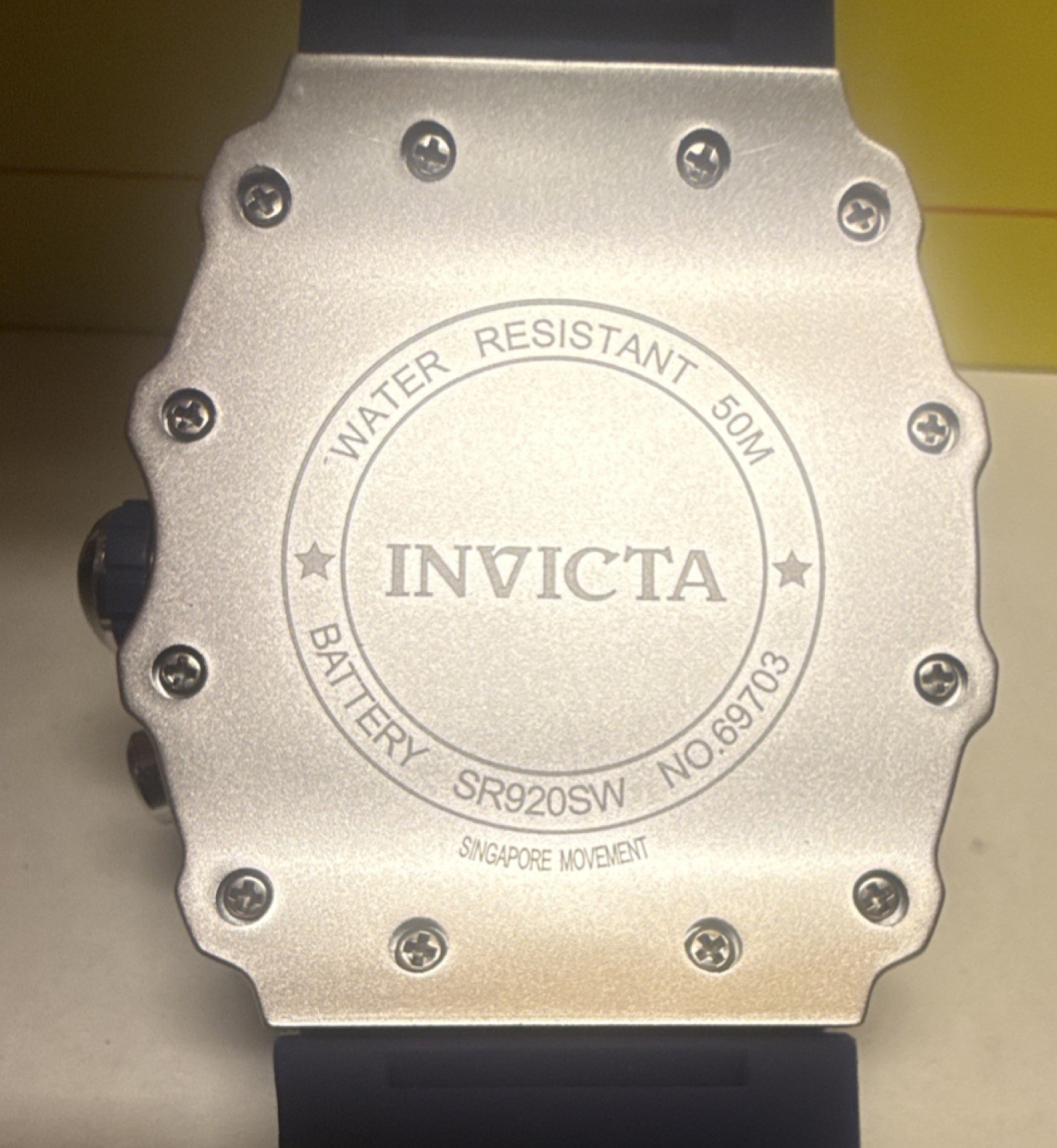 Invicta Men’s Quartz Chronograph Date Gray Dial Dark Blue Rubber Strap 50m WR