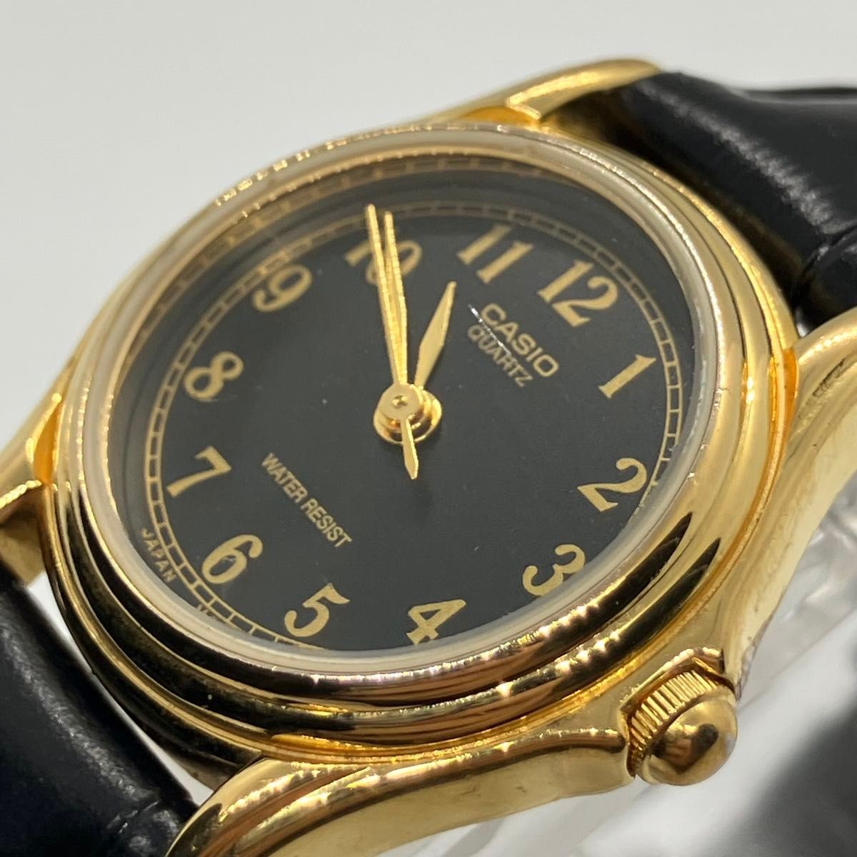 Casio Quartz Gold Case Black Dial Analog Watch