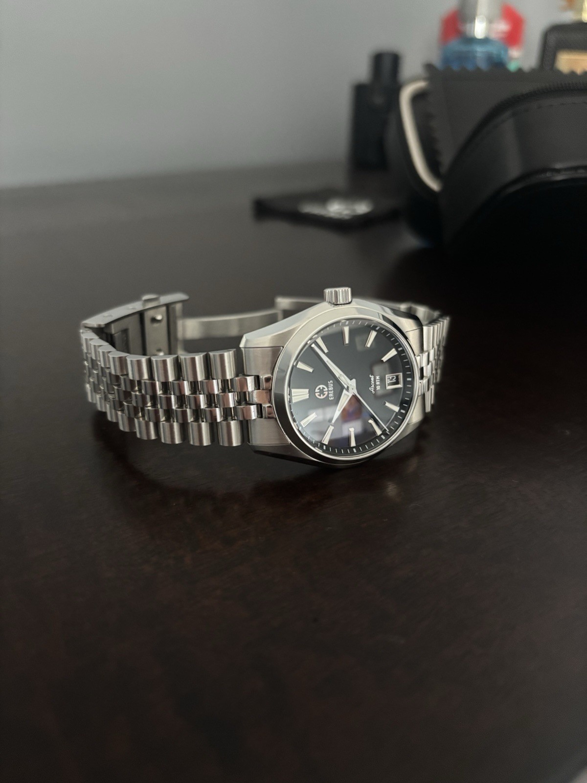 Erebus Ascent Automatic 39mm Black Dial Steel Bracelet 100m Date Screwdown