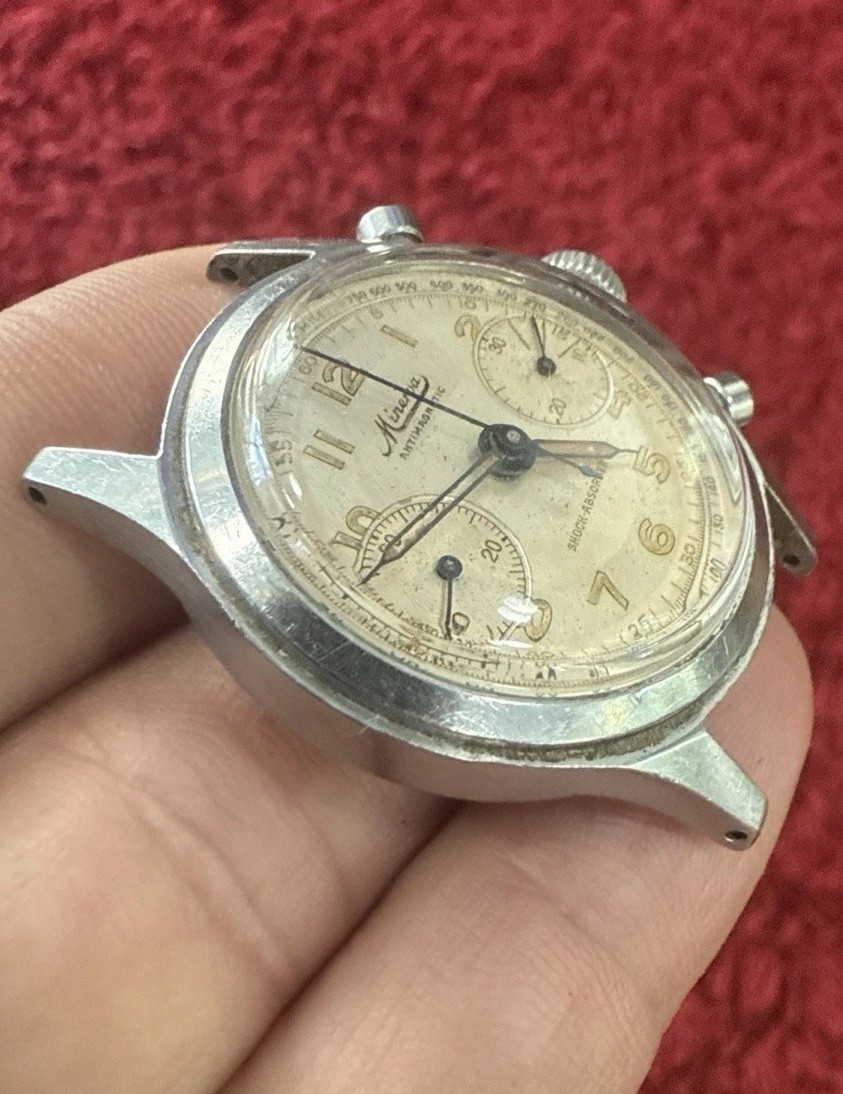 Minerva ref. 1335 Manual Wind Chronograph cal. 13-20 for restoration.