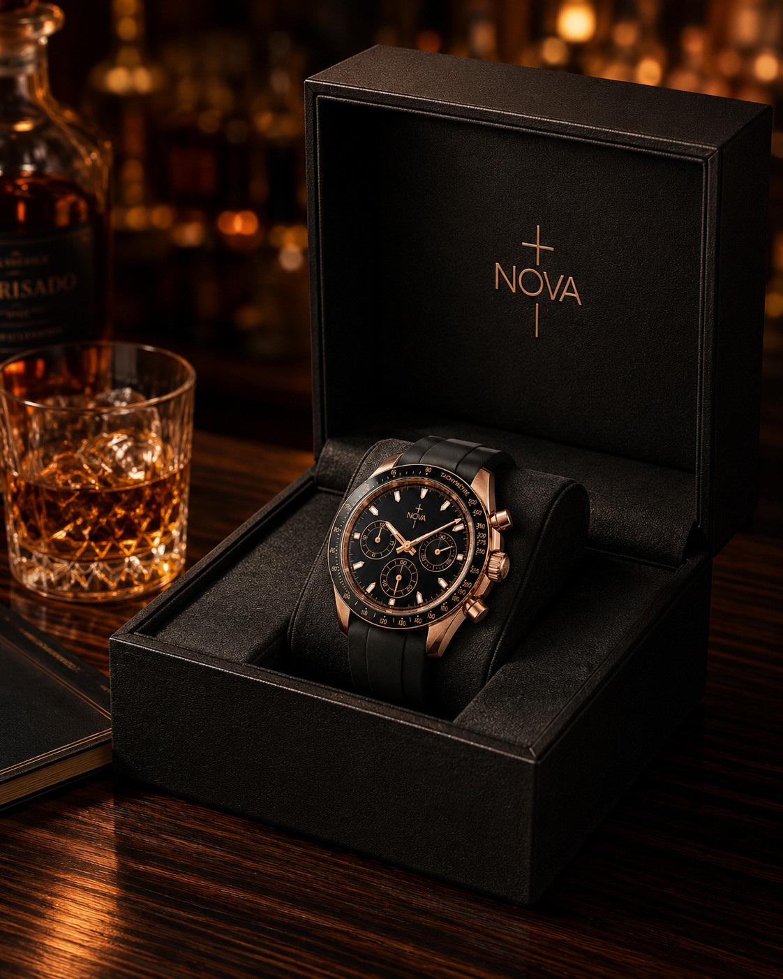 Nova Christian Ember Covenant Custom Watch Black Dial Rose Gold 42mm