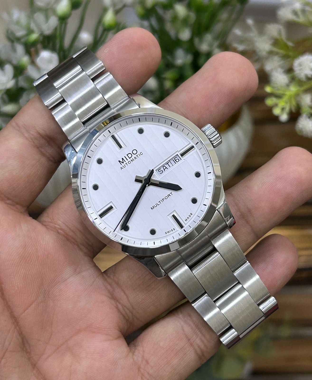 Mido Multifort White Linnig Dial Automatic Swiss Men’s Watch, Cal-2846 25 Jewel