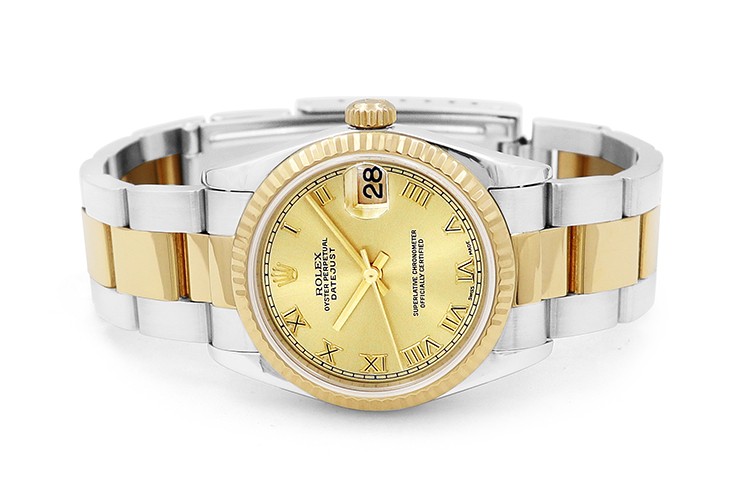 Rolex 31mm Midsize Datejust Two Tone Ladies Watch 78273 Champagne Dial Year 2001