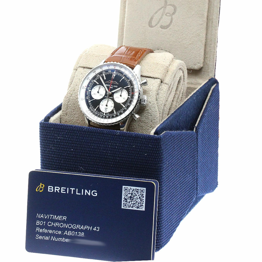 Breitling Navitimer B01 Chronograph 43 AB0138 Automatic 43mm Box Papers Black