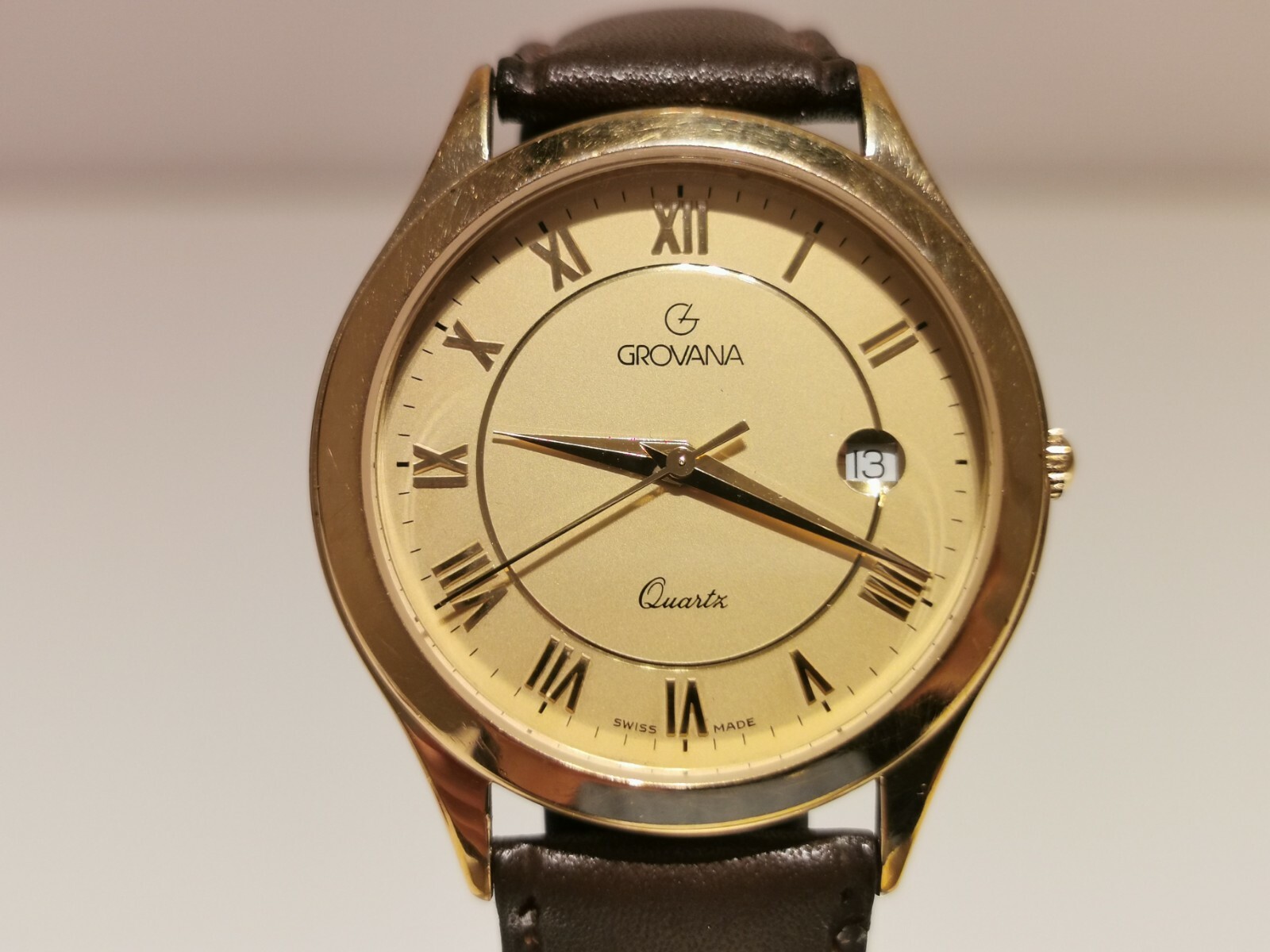 VINTAGE CLASSIC LUXURY NICE SWISS GOLD PLATED MEN’S QUARTZ WATCH “GROVANA”