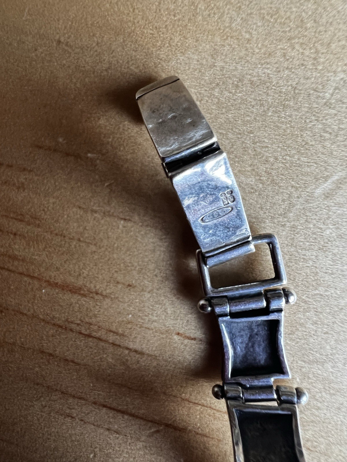 Gorgeous Or Paz Solid Silver Watch With Mother of Pearl Dial & Garnets