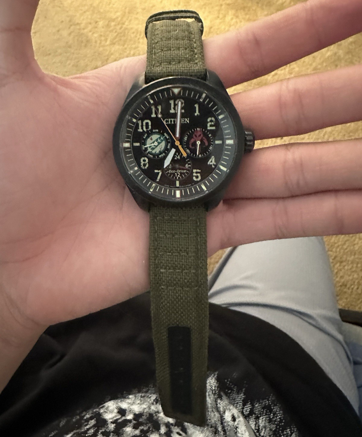 Citizen Eco-Drive Star Wars Men’s Watch Black SS Case Green Fabric Strap 100m