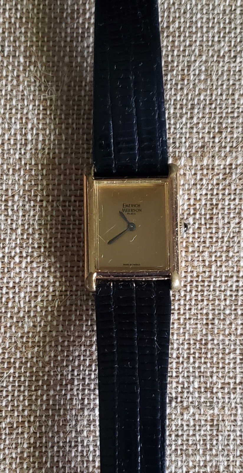 Vintage Emerich Meerson Paris Watch Made in France Self Winding Gold Face Works