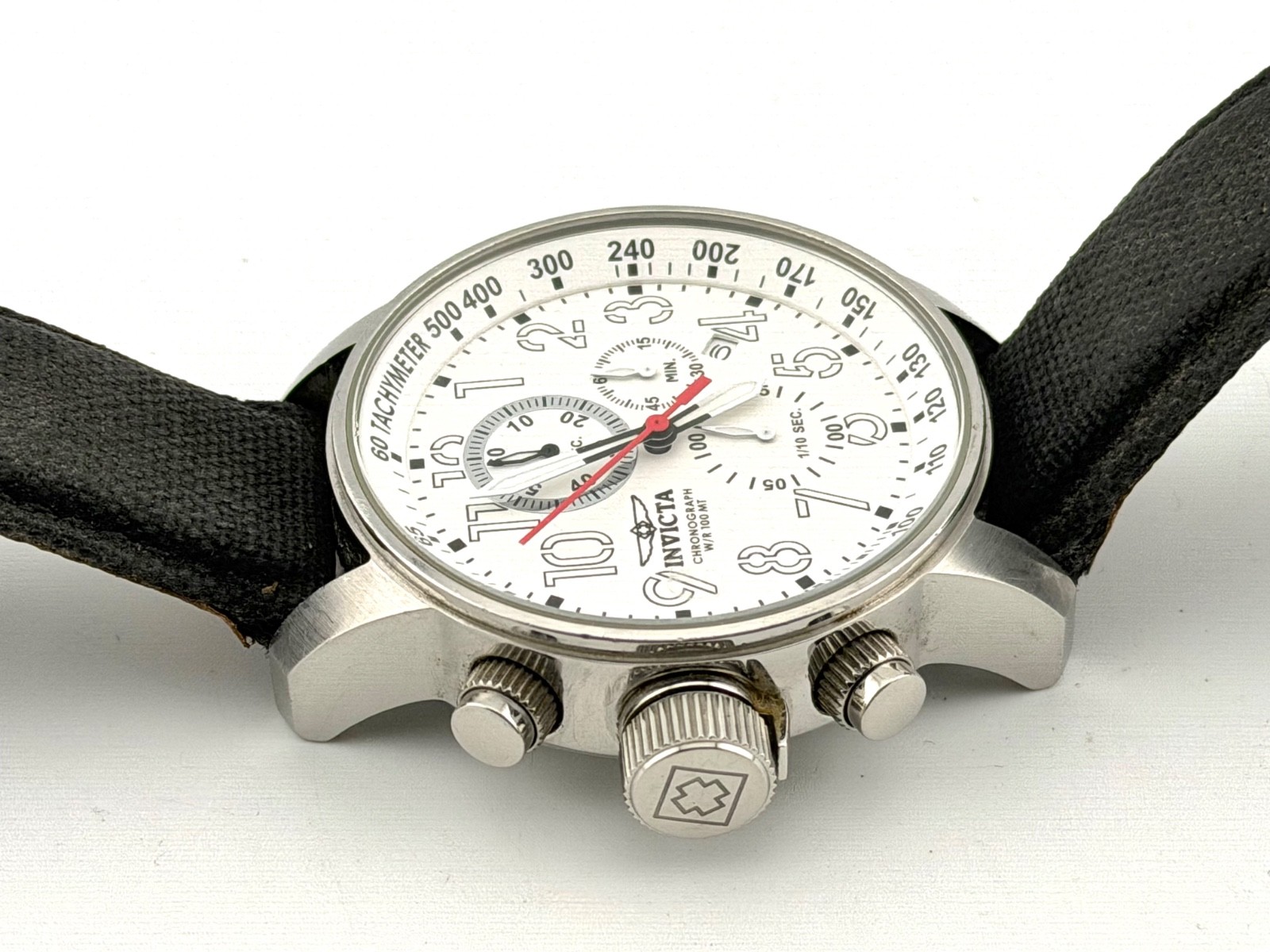 Used Invicta I-Force 1514 chronograph-Left side buttons-New Battery-Needs band