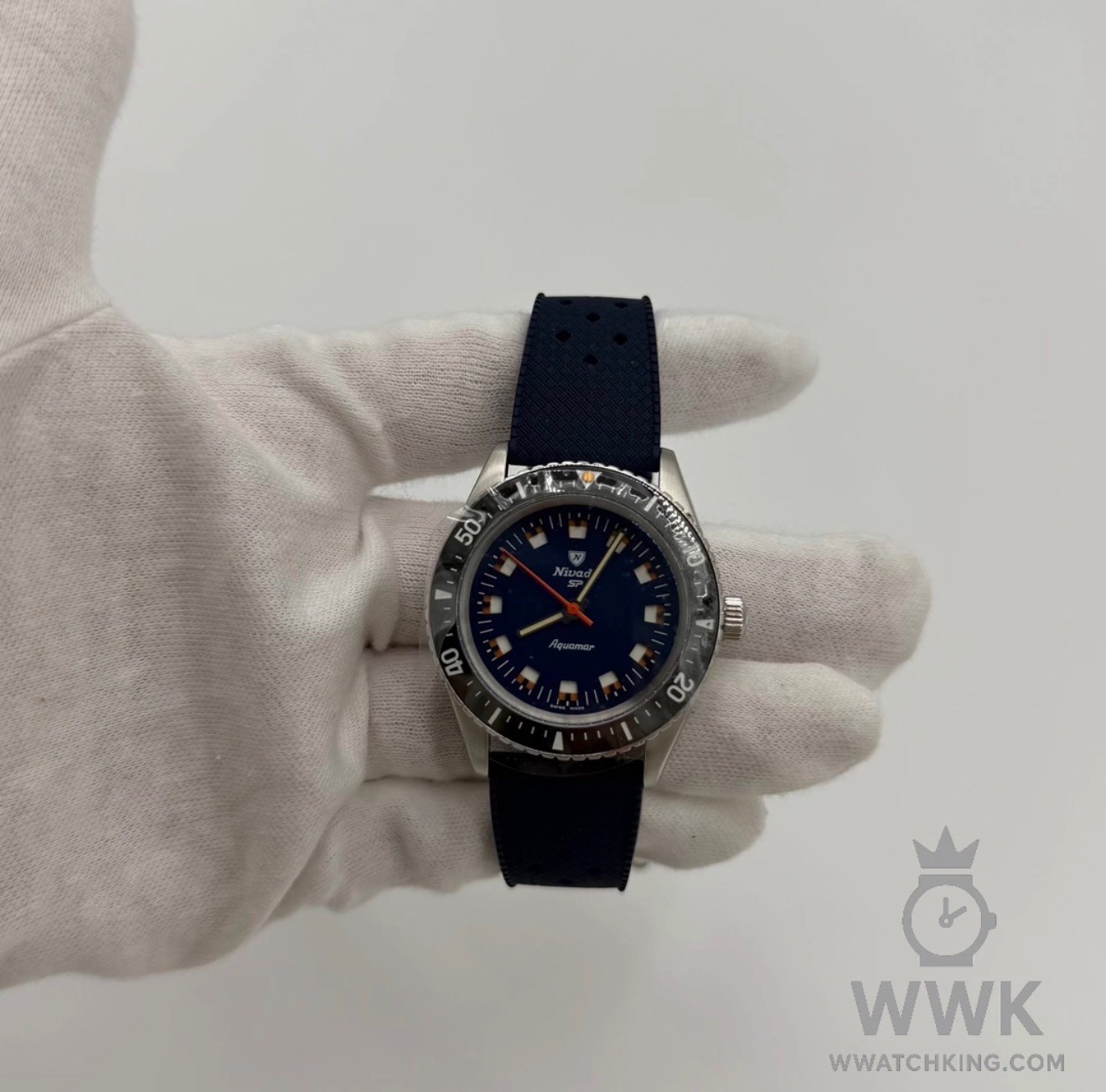 Nivada Grenchen ‘Aquamar Blue’ | Ref. 32074A24 | Blue Rubber Tropic Strap | Full