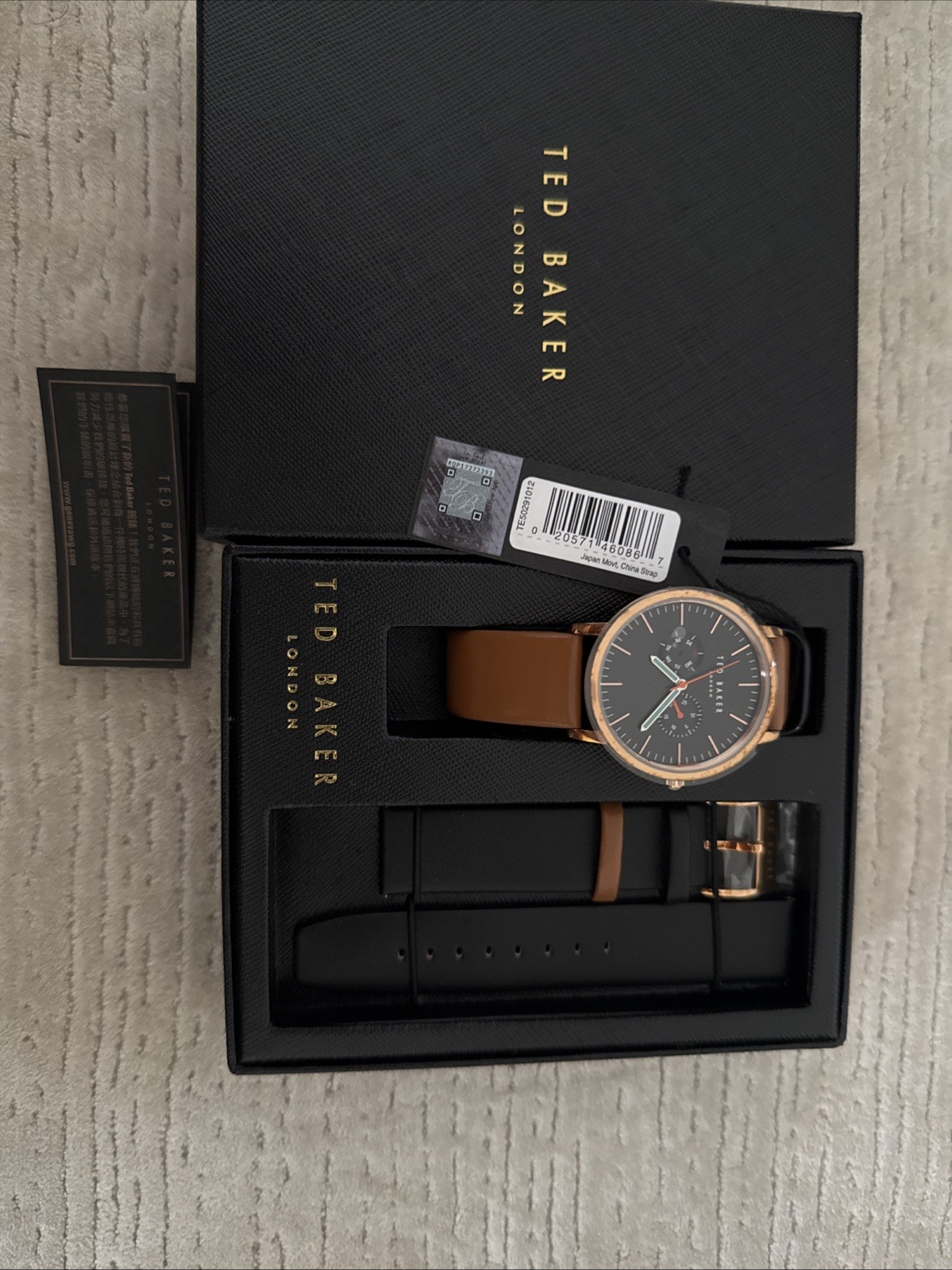 Ted Baker Men’s Watch Brown Black Strap Classic Not Working For Parts