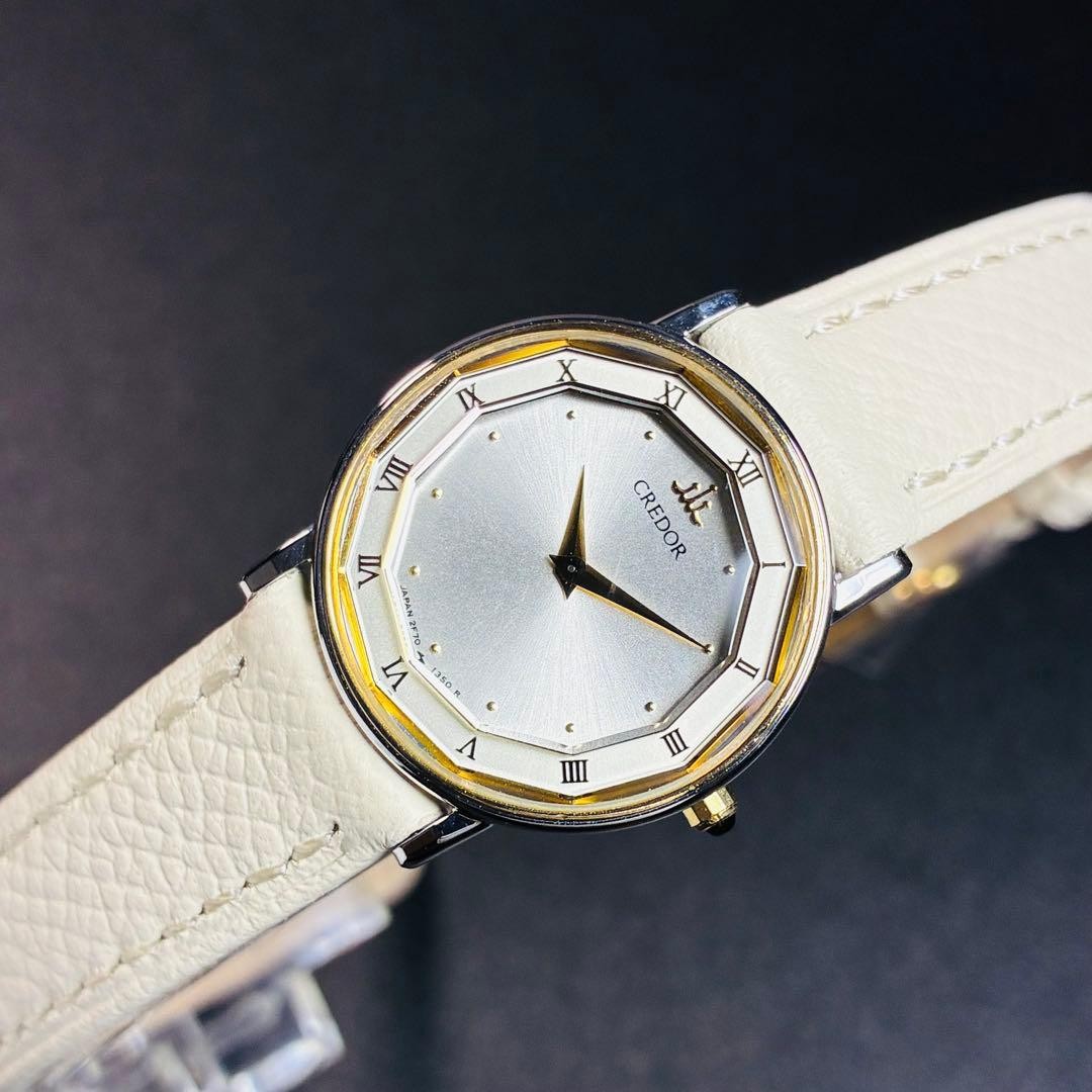 SEIKO CREDOR 2F70-0300 18KT Quartz Watch 18.5cm/7.28in Gold Runs Japan