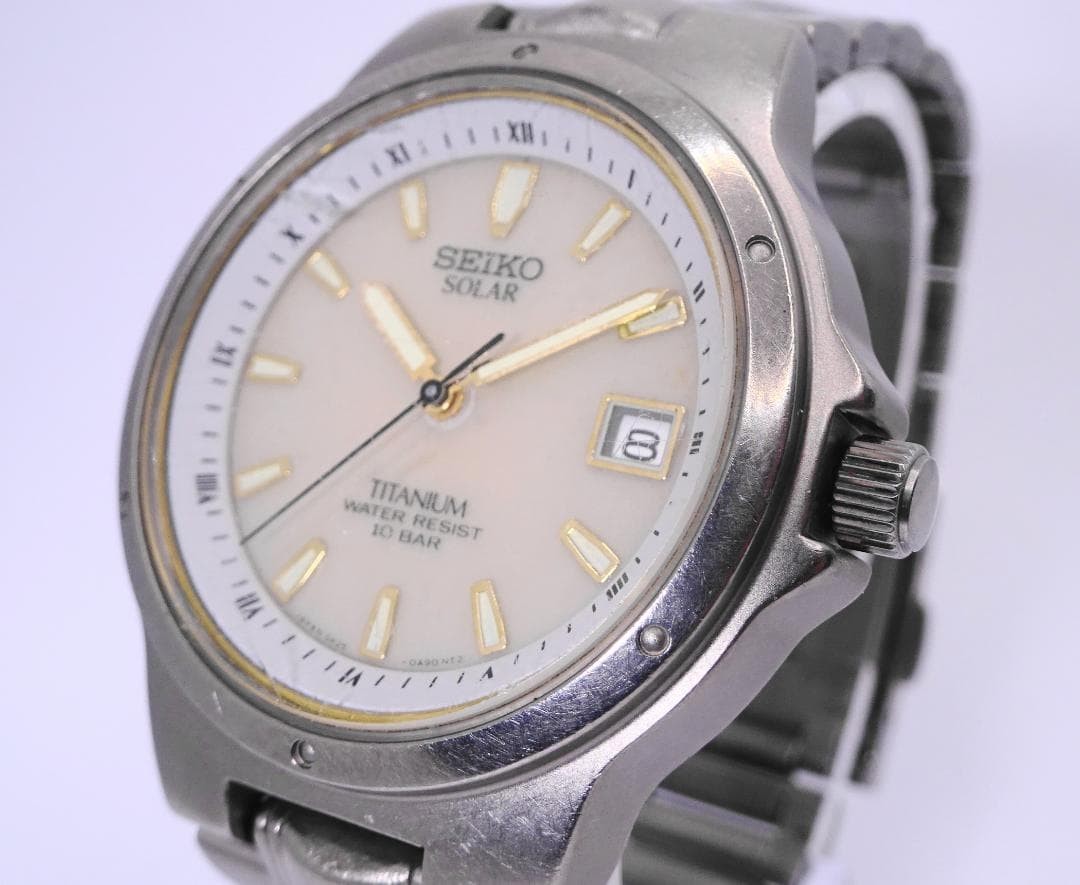 Rare, working SEIKO Titanium 5K25-0A20 solar watch S349 From Japan