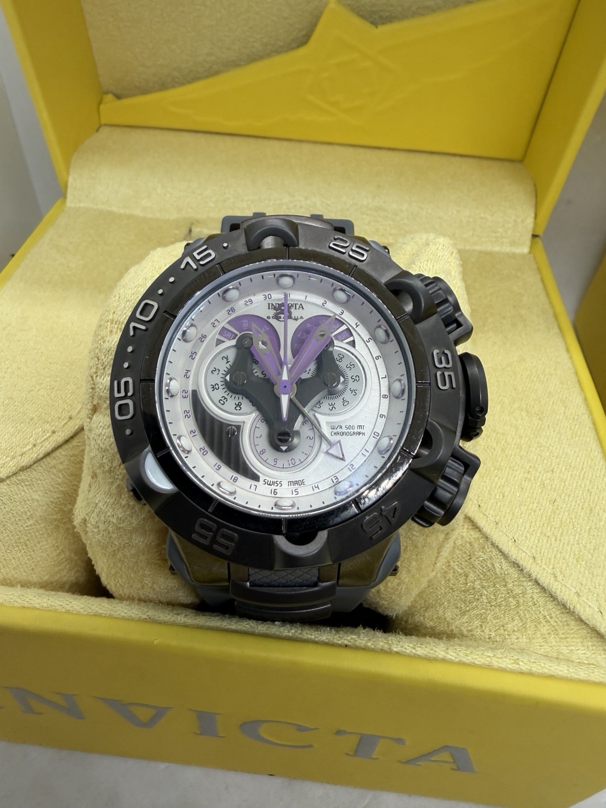 Invicta Sub Aqua Chronograph Watch Men 50mm 18532 Silver 500m Swiss Chronograph