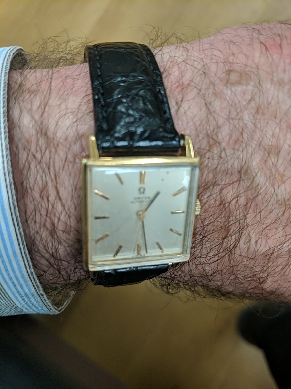 Omega Automatic Vintage Square 161.031 Men 1960-1969 Gold 750 18K Working Great
