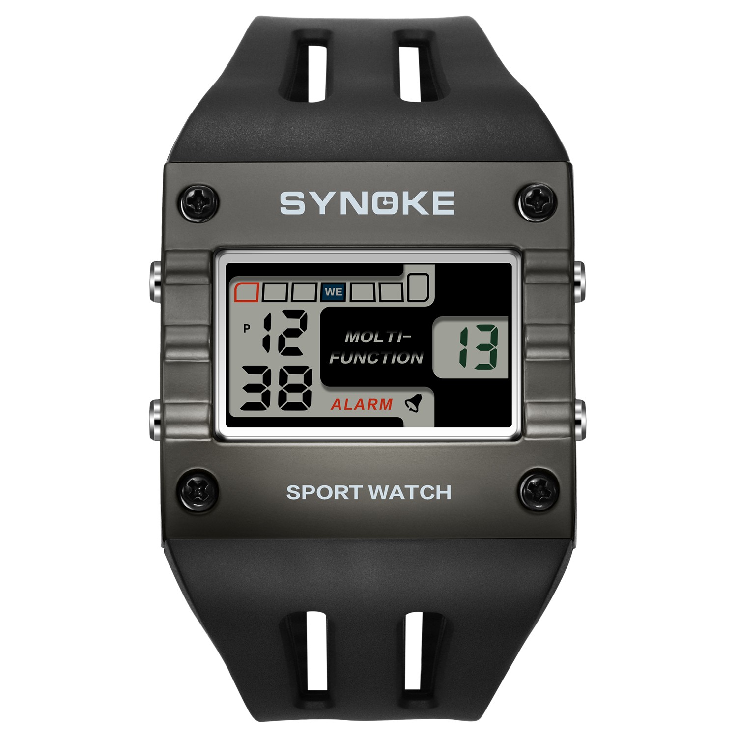 Alloy Watch for Men Square Large LED Screen Digital Backlight Waterproof Sports
