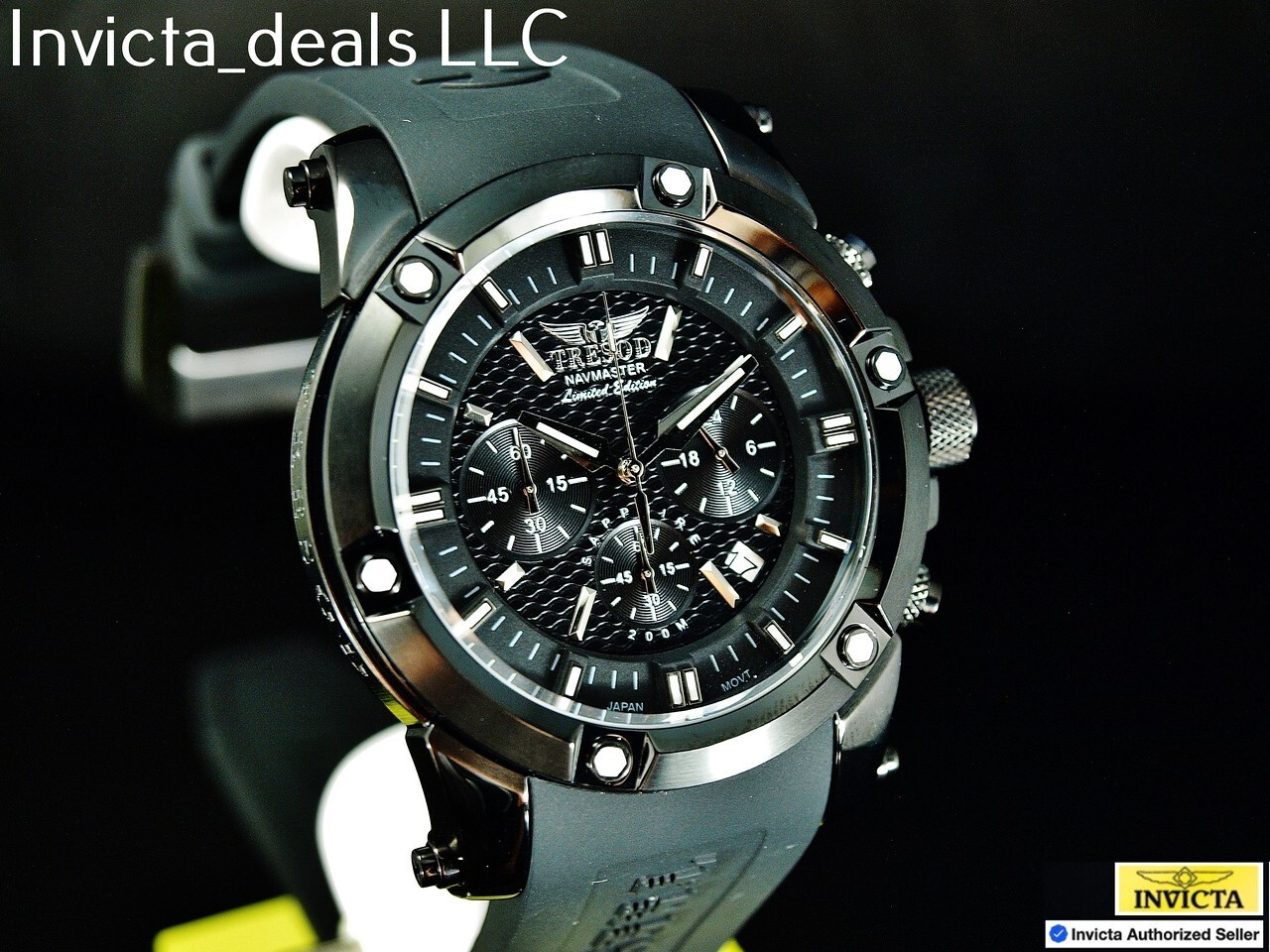 Tresod Men’s NAVMASTER Chronograph COMBAT Black Tone Sapphire Crystal SS Watch