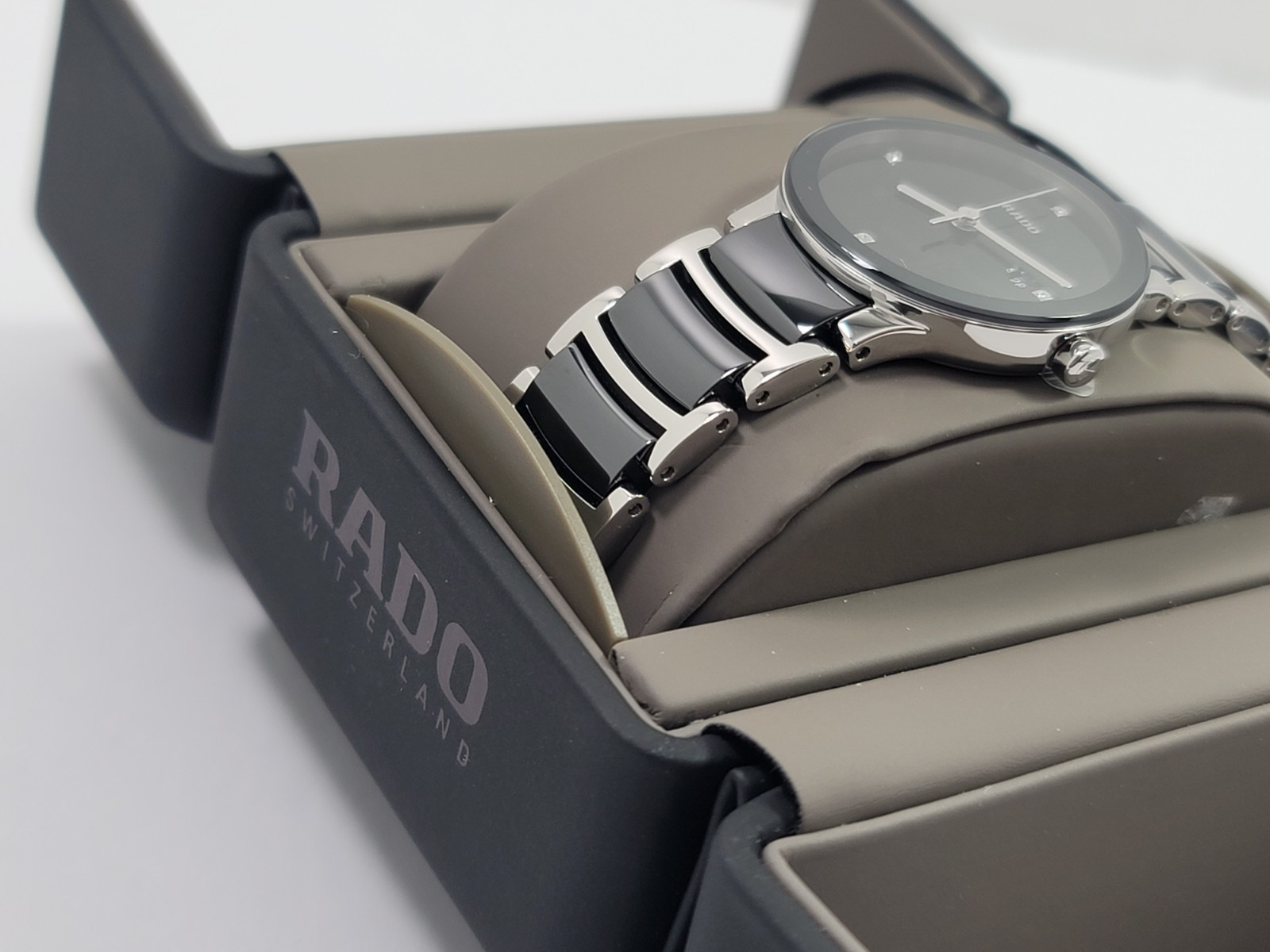 Rado Centrix Quartz Diamond Black Dial Stainless Steel Ladies Watch R30935712