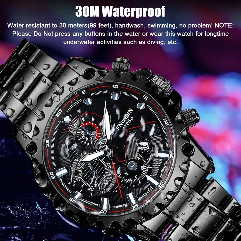 Waterproof Men’s Watch Classic Stainless Steel Quartz Luminous Luxury Wristwatch