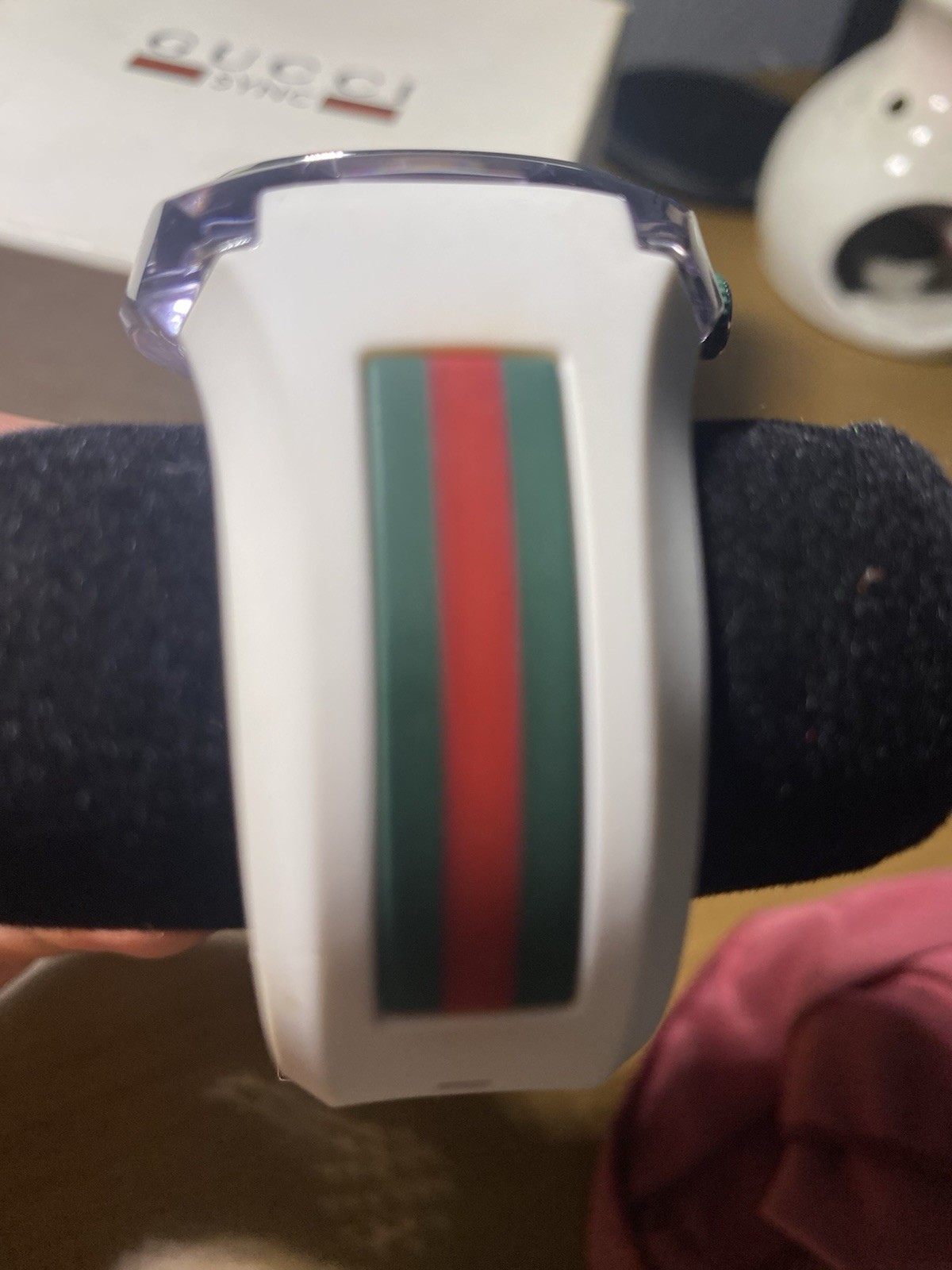 Gucci Sync 46mm Clear Transparent Nylon Case with White Rubber Straps