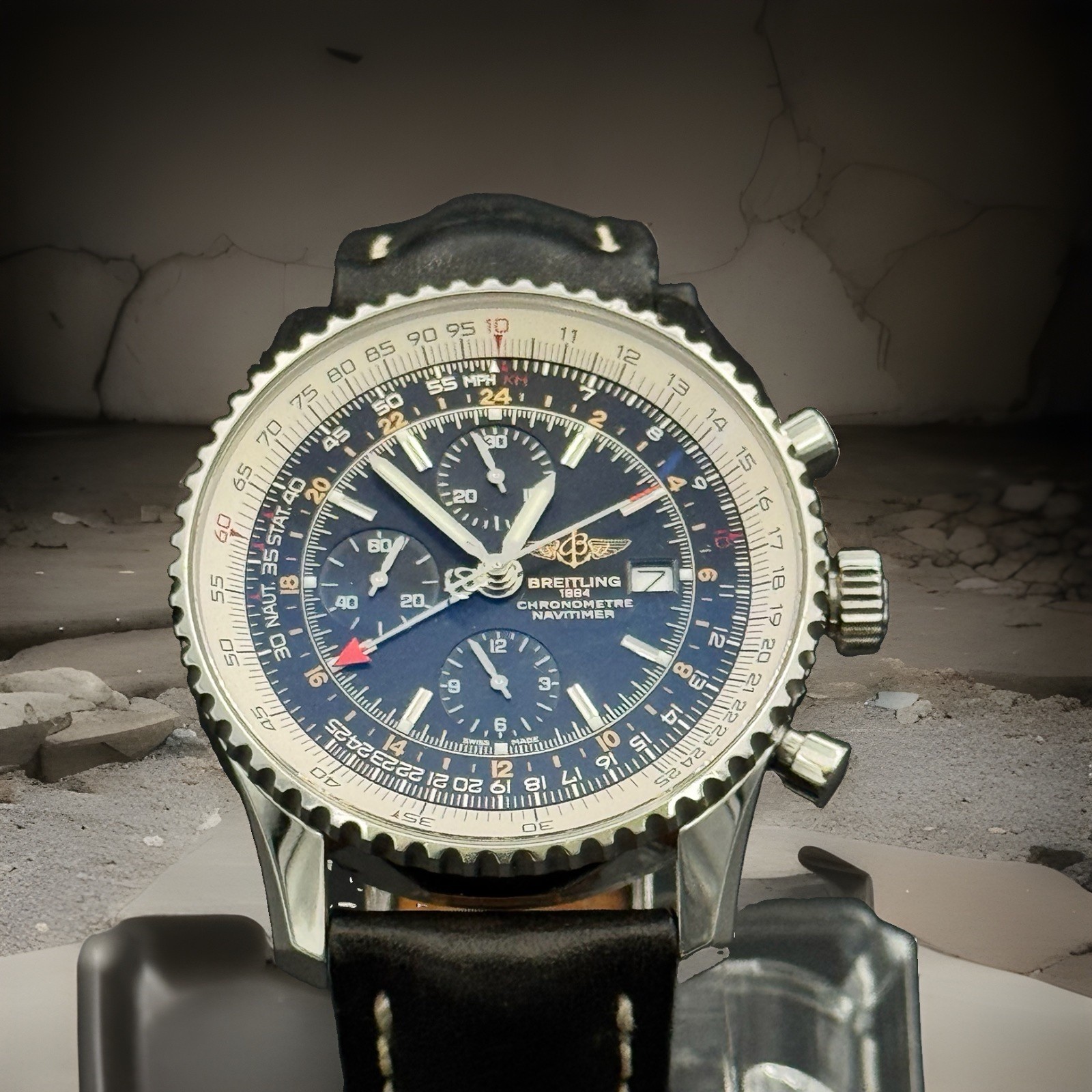 Breitling Navitimer World GMT Chronograph Black Dial 46mm A24322 – Box & Papers