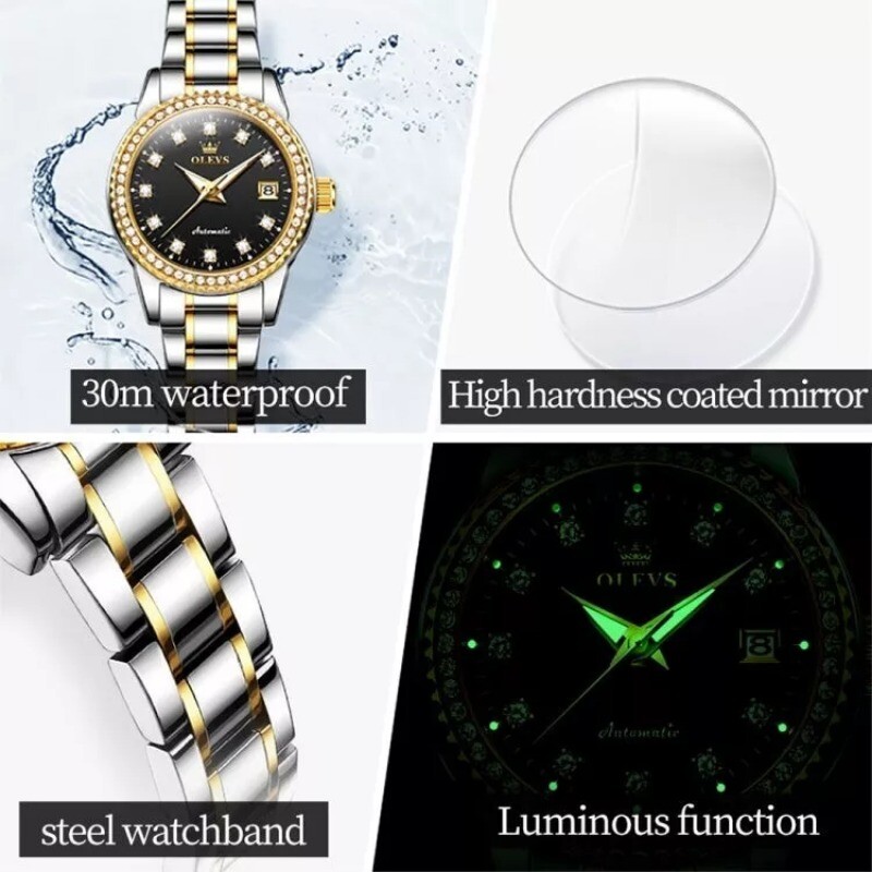 OLEVS Women’s Automatic Mechanical Luminous Waterproof Watch for Ladies