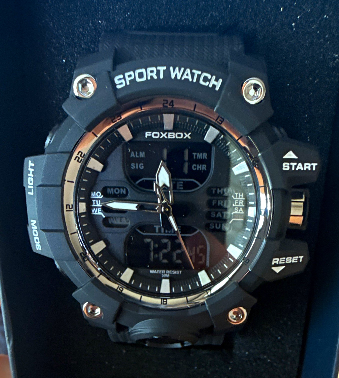 FOXBOX WR2-64A Men’s Sport Analog-Digital Quartz Watch Water Resistant 50m