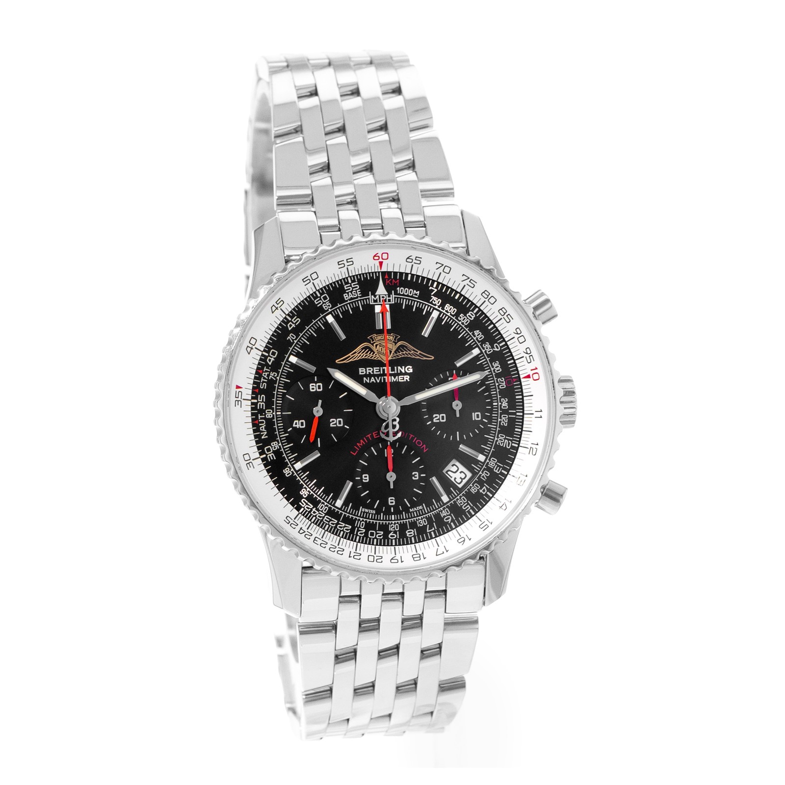 Breitling Navitimer A23322 42mm Black Dial Steel Automatic Mens Watch