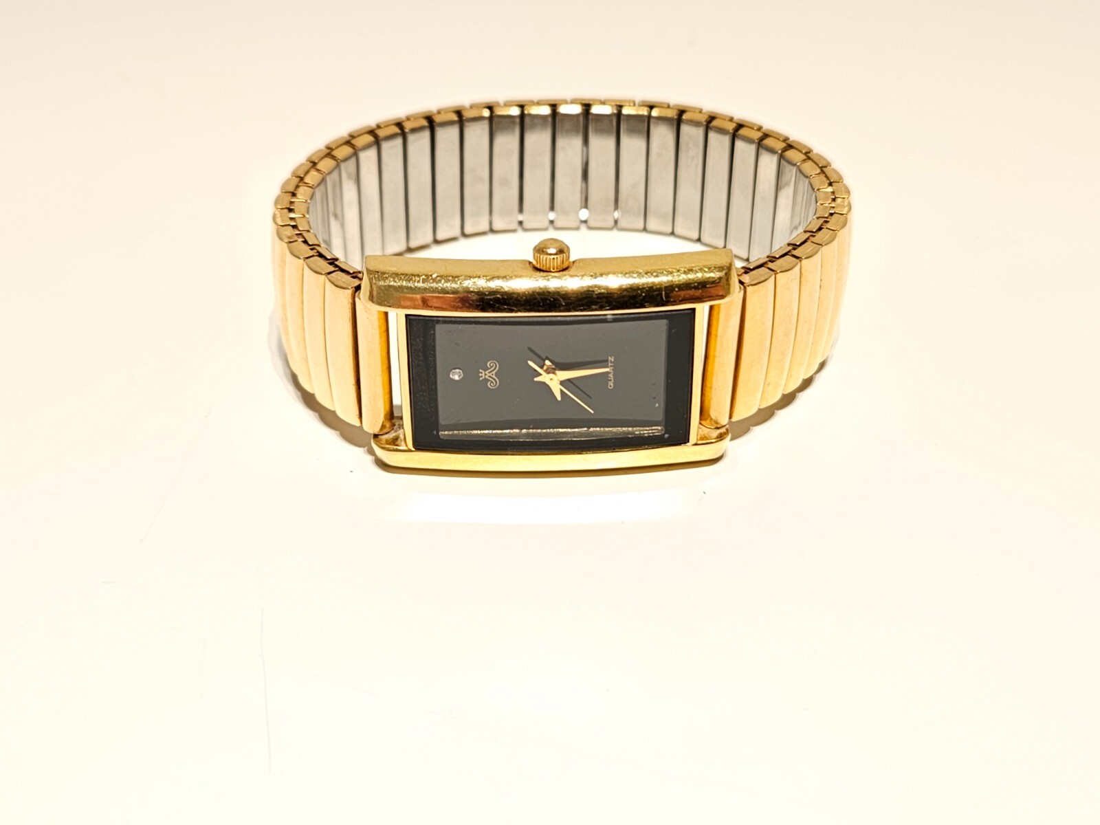 RETRO LUXURY TANK 22mm GOLD PLATED WITH STONE LADIES QUARTZ WATCH”MEISTER-ANKER”