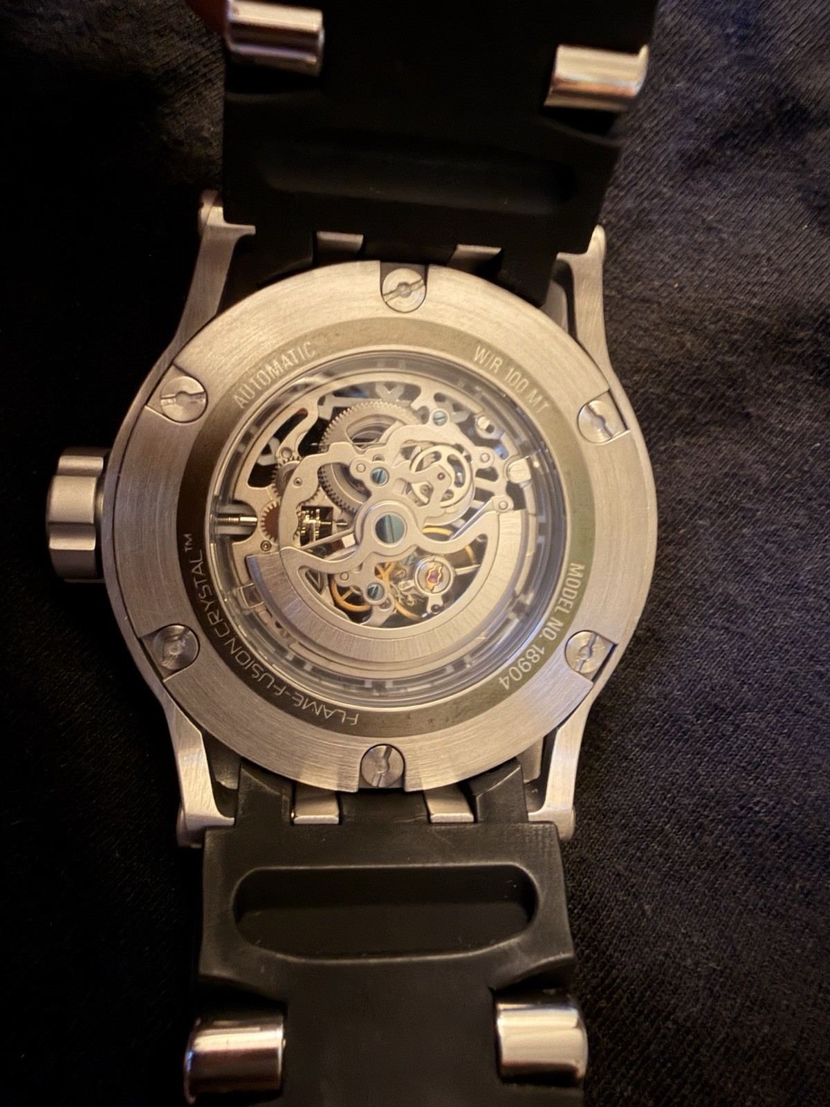 Invicta Men’s Automatic Skeleton Dial Watch 50mm 100m Silver Steel Black Strap