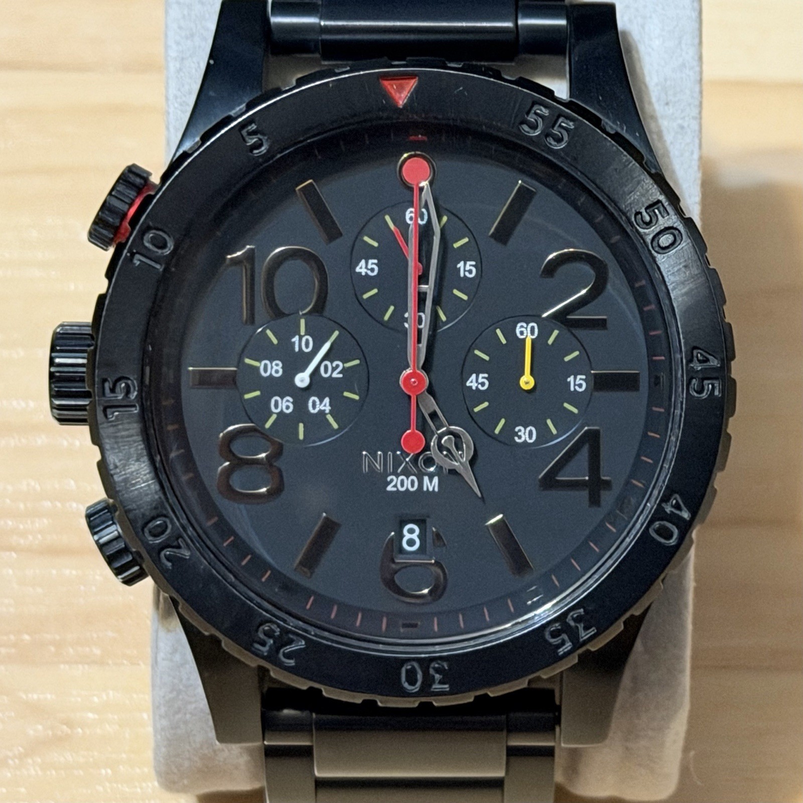 Nixon The 48-20 Chrono “Keep It Fresh” Men’s Black Stainless Analog Watch RUNS