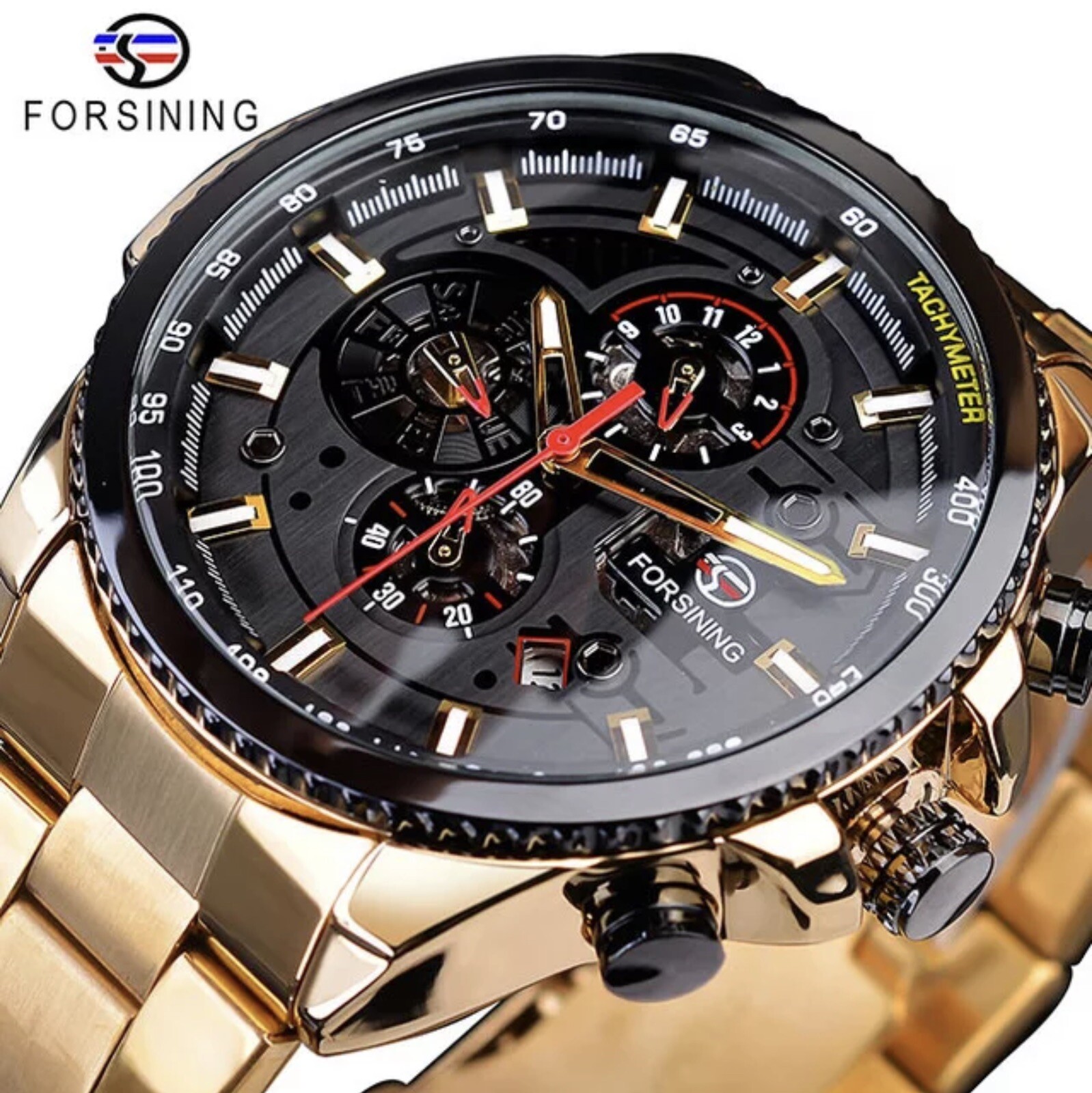 Big Self Winding Sport Watch. Day Month Date Waterproof Mens Watch Great Gift