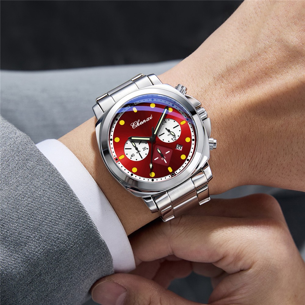 CHENXI Men Quartz Watch Chronograph Wristwatch 24Hours Weekday Boy Sport Watches