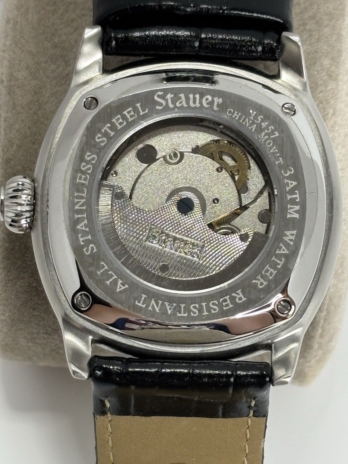 Stauer 1930 Dashtronic Men’s Watch Cotswold Genuine Leather Band Black Works