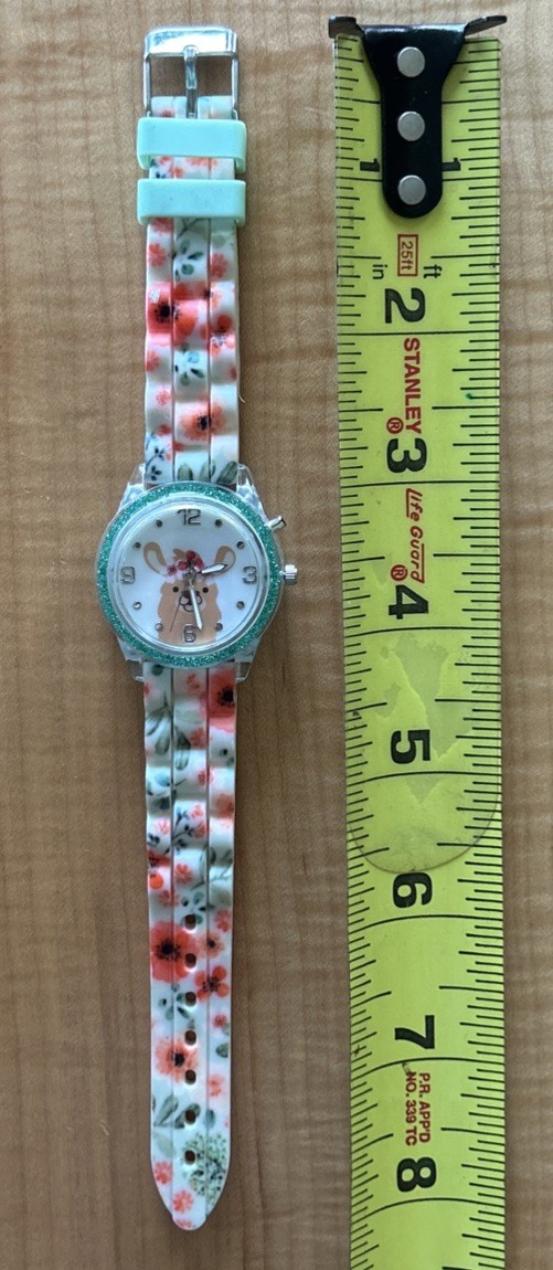 Accutime ALPACA Glitter Bezel Silicone Band Light-Up Floral Watch NEW BATTERIES