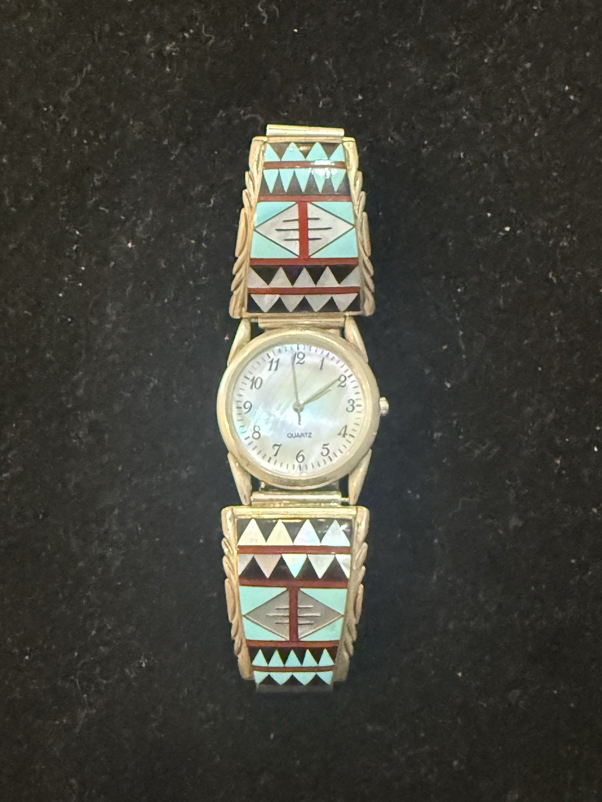 CJ Sterling Silver Inlay Watch Tips. Handmade. Native American