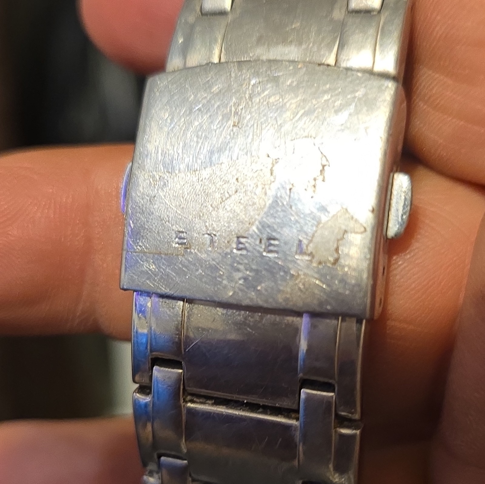 GUESS Men’s Rectangle Blue Dial Chronograph Quartz SS Bracelet Watch 50m