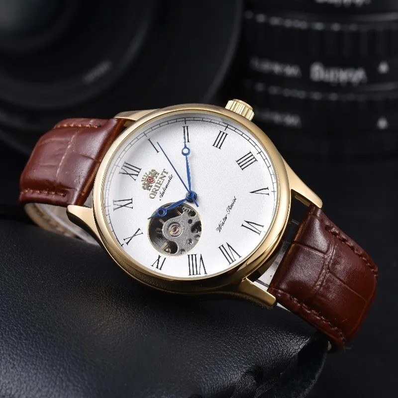 ORIENT Open Heart Automatic Watch Men Leather Waterproof Luxury Mechanical Watch