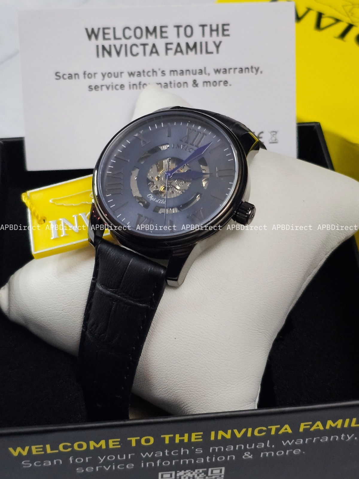 Invicta Objet D Art – Automatic – Skeleton Flame-Fusion Black Leather mens Watch