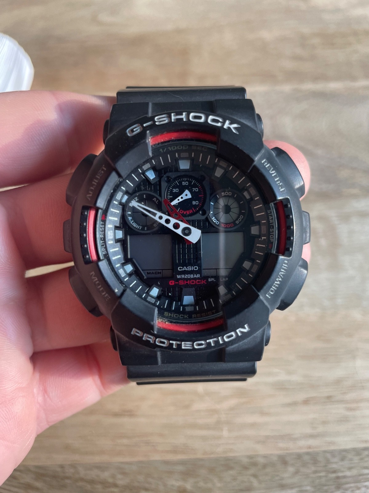 Casio G-Shock GA-100-1A4 Analog Digital Men’s Watch Black Red Shock Resistant