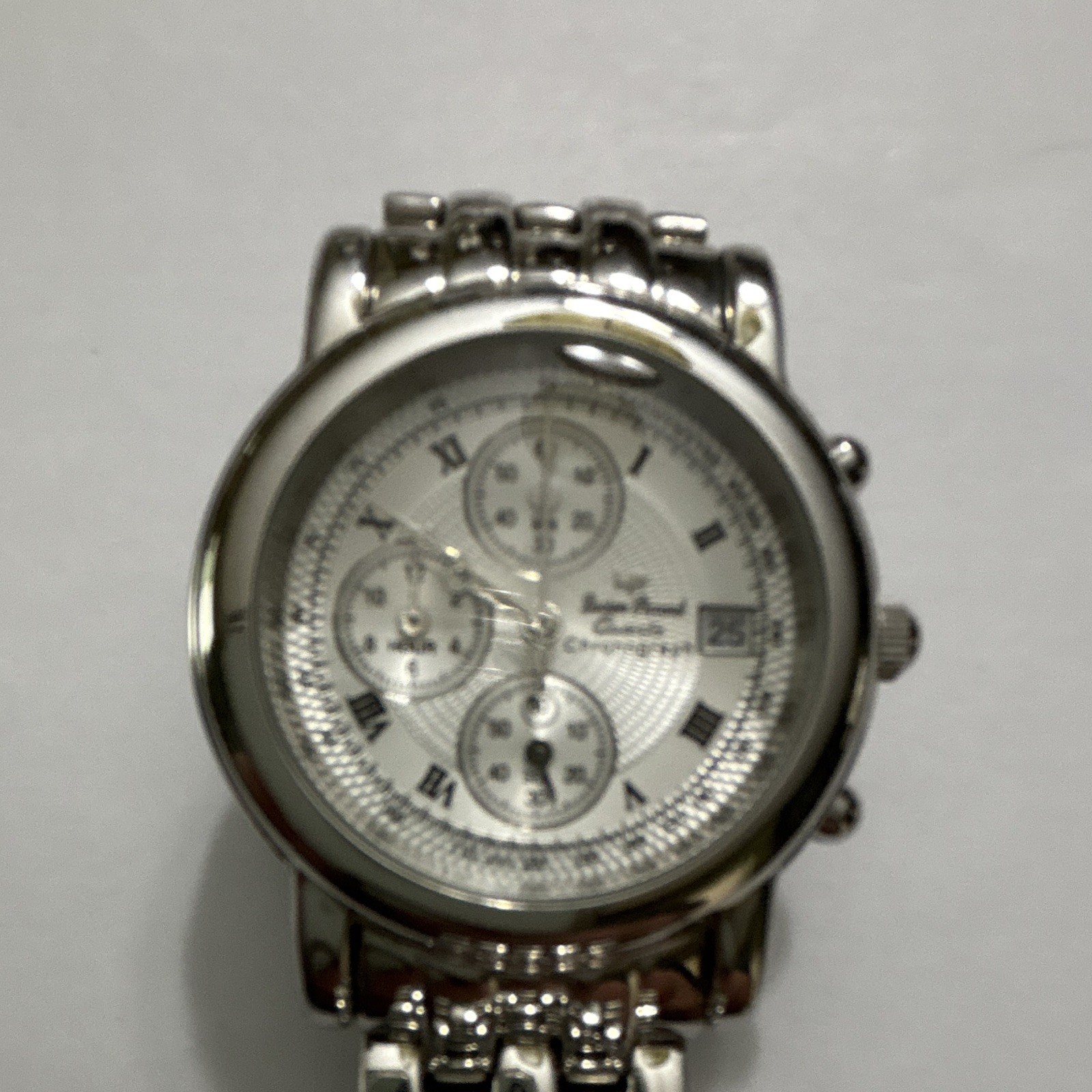 Lucien Piccard Quartz Chronograph 38mm Silver Dial Roman Date 30m