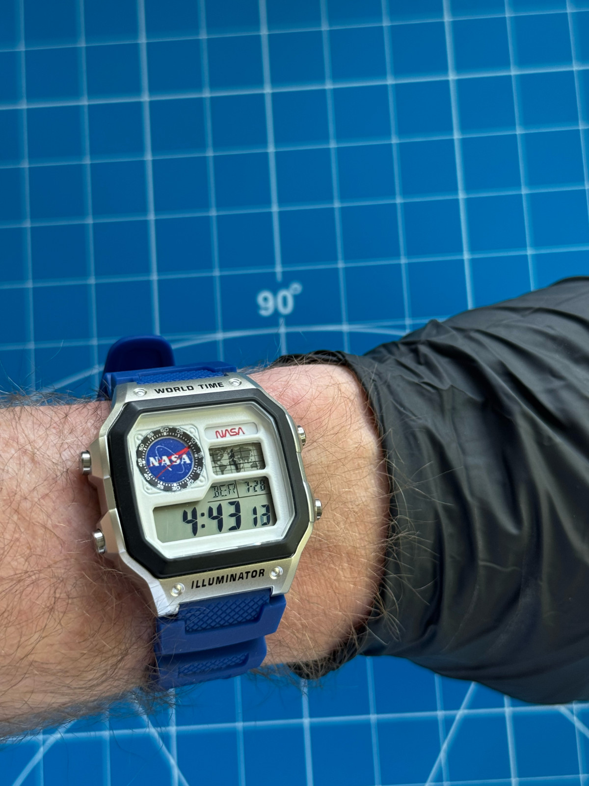 Casio World Time ae-1200 mod NASA theme Blue band